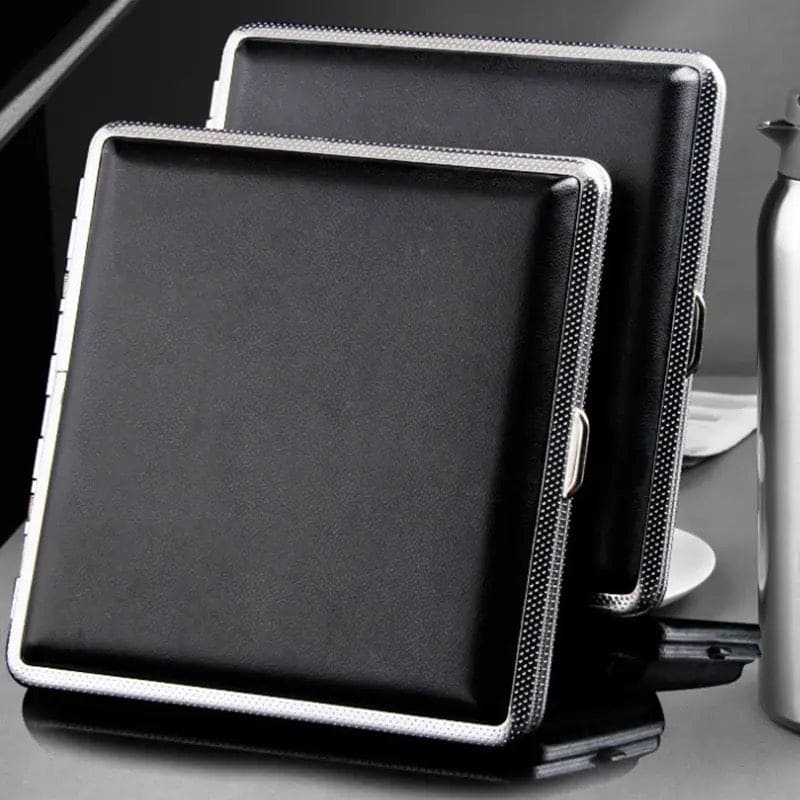 Slim Leather Cigarette Case, Double Open 20 Sticks Leather Cigarette Case, Metal Frame Black Faux Leather Cigarette Case, Men Cigarette Case Smoking Accessories, Creative Pocket Tobacco Holder, Pressure Proof Protective Cigarettes Case Slim Leather Cigarette Case, Double Open 20 Sticks Leather Cigarette Case, Metal Frame Black Faux Leather Cigarette Case, Men Cigarette Case Smoking Accessories, Creative Pocket Tobacco Holder, Pressure Proof Protective Cigarettes Case